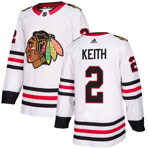 Adidas Men Chicago Blackhawks #2 Duncan Keith White Road Authentic Stitched NHL Jersey